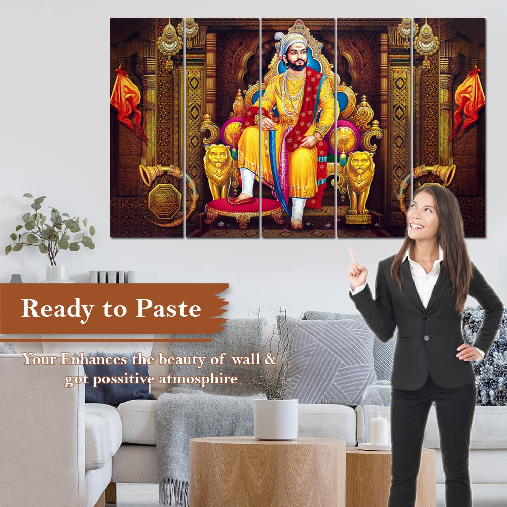 Maxstone Improve Your Place Nylon Chhatrapati Shivaji Maharaj Wall Painting With Multiple Frame (Multicolour , 30X50 Inch , Larg