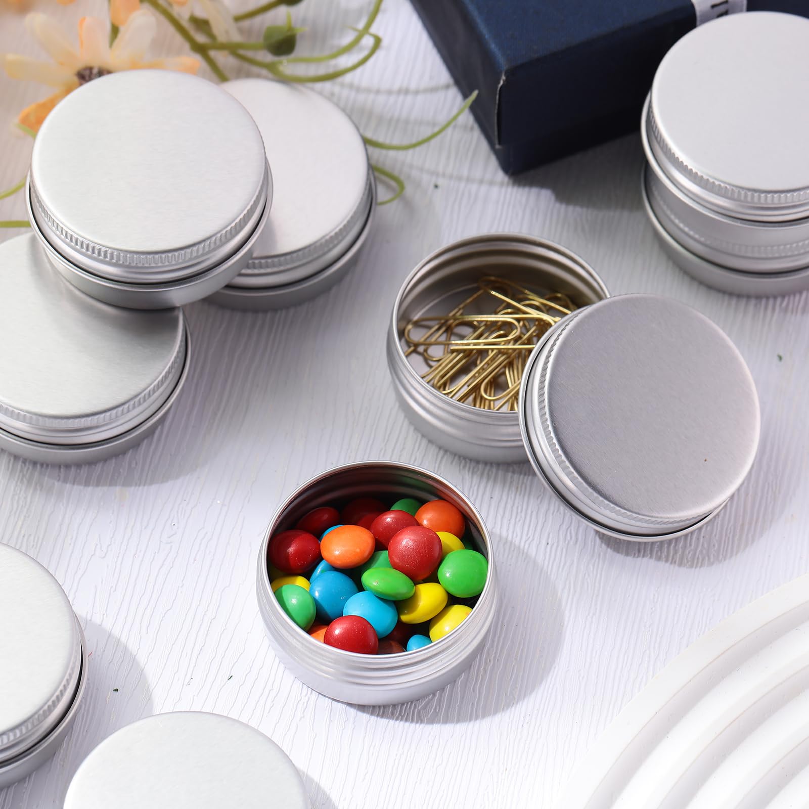 300 Pcs 0.5 Oz Salve Tins With Lids Bulk Lip Balm Containers Round Metal Containers With Screw Top Lids Aluminum Silver Tin Cans