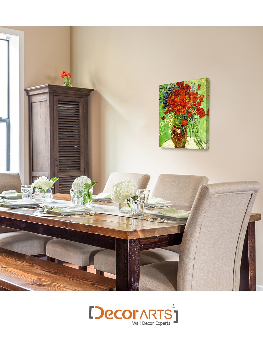 Decorarts - Red Poppies And Daisies, Vincent Van Gogh Art Reproduction. Giclee Canvas Prints Wall Art For Home Decor 16X20, Dept