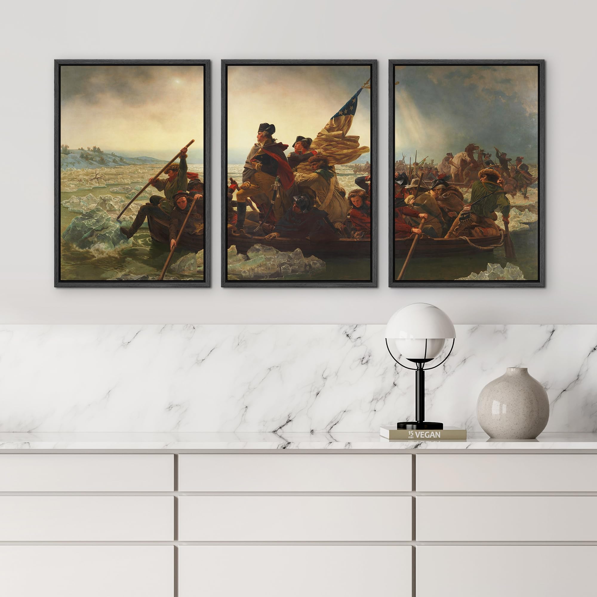 Wall26 Framed Canvas Print Wall Art Set Washington Crossing The Delaware By Emanuel Leutze Cultural Historic Oil Painting Fine A