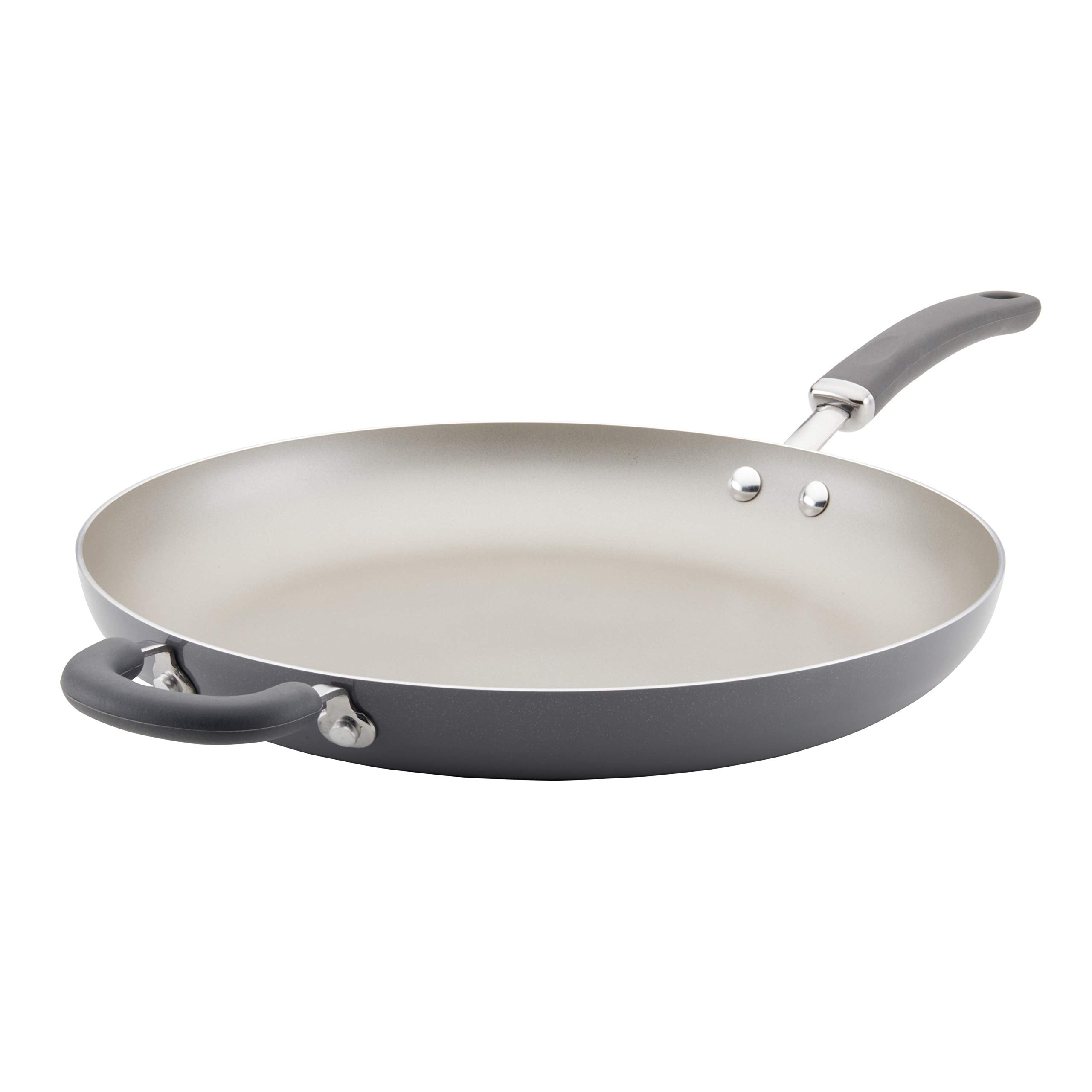 Rachael Ray Create Delicious Nonstick Fry Pan/Skillet With Helper Handle, 14.5 Inch, Gray Shimmer
