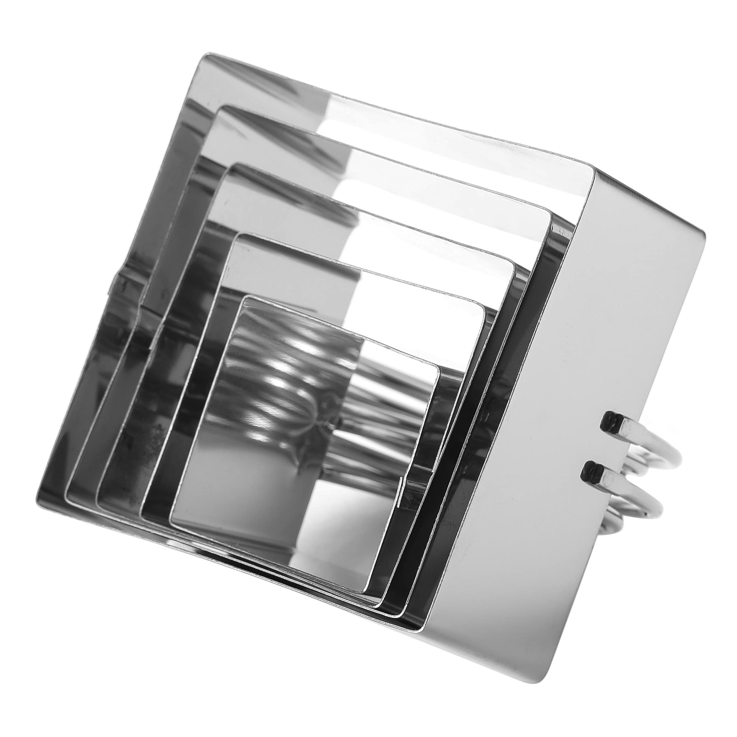 Square Biscuit Cutter With Handle (5 Pieces/Set) - Nest For Easy Storage Stainless Steel Square Cookie Cutter
