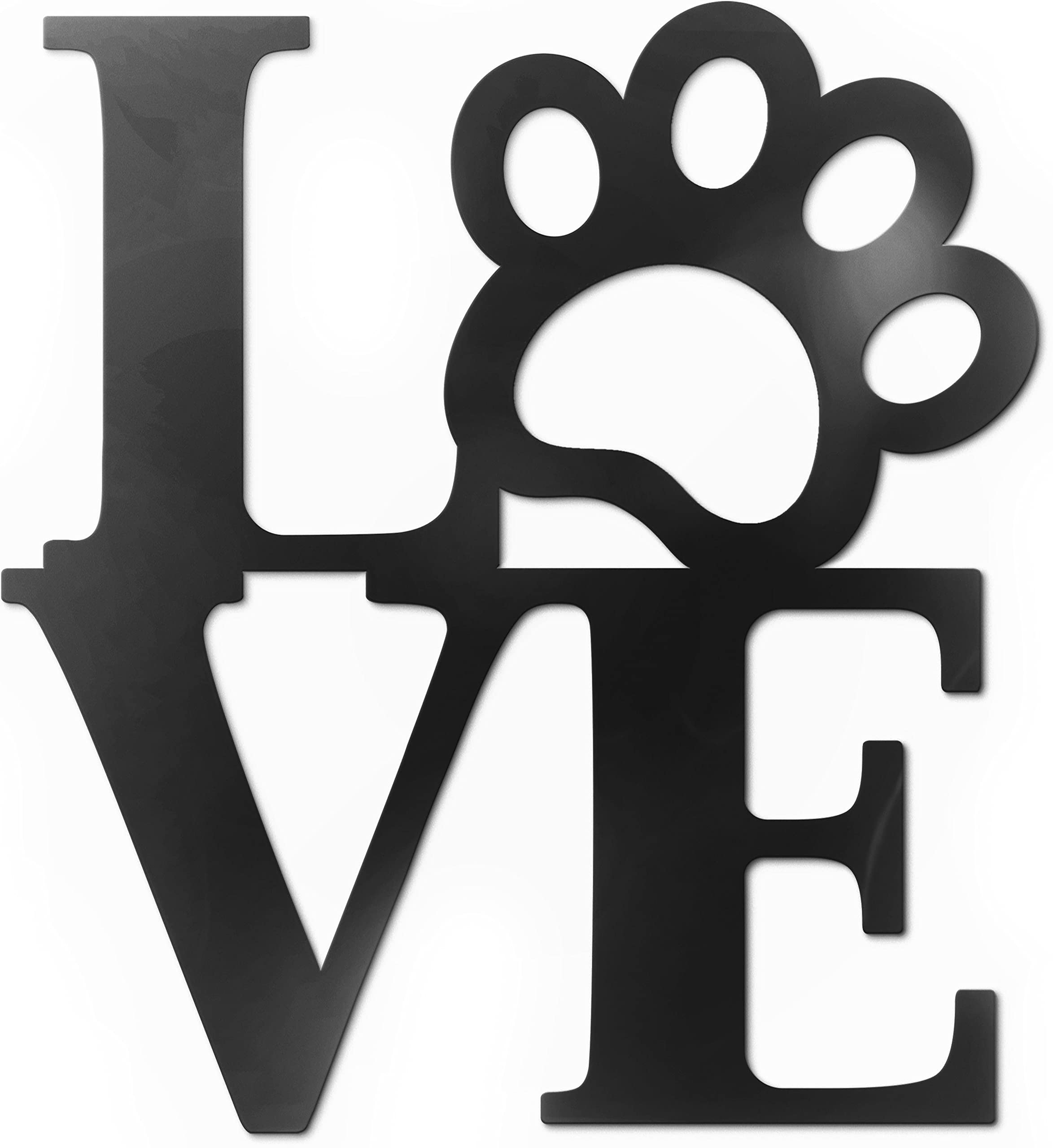 Vivegate Love with Paw Print Wall Decor Black Metal Art - 12.5   X11.5    Dog Room Accessories Decor for Dog Lovers Metal Wall D