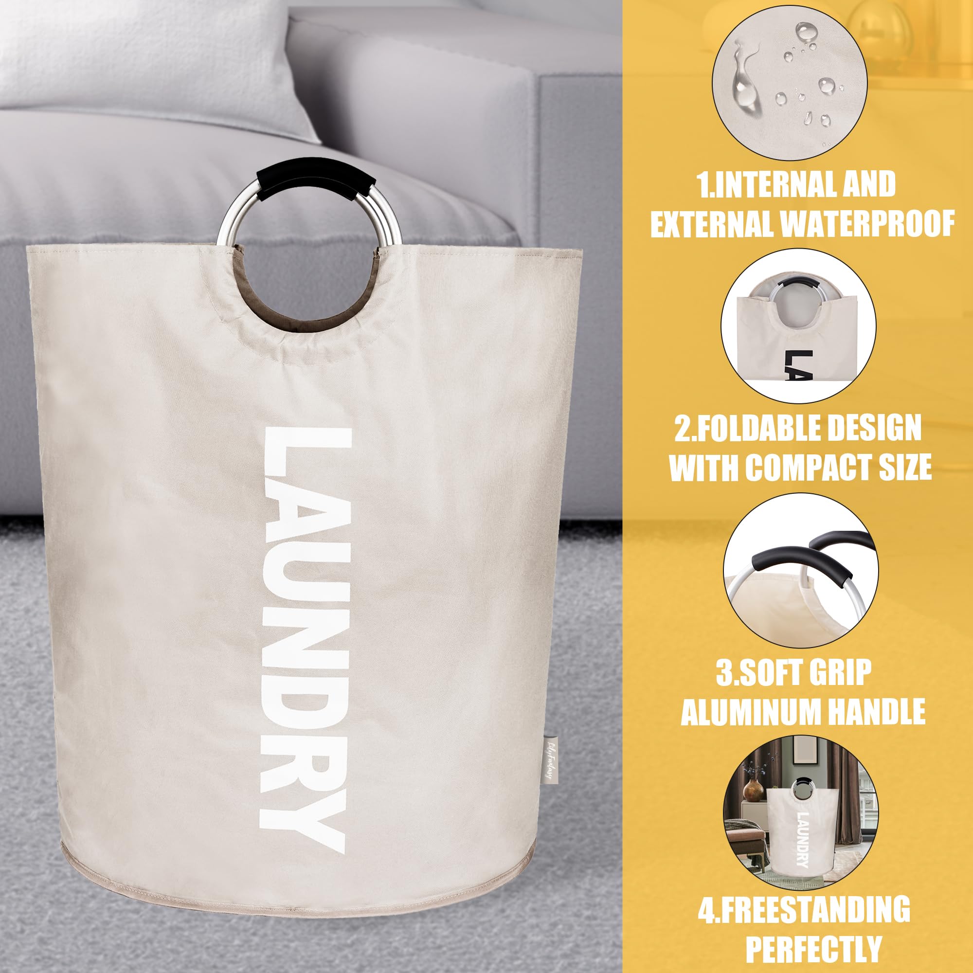 Lilyfantasy 160L Extra Large Laundry Basket, Collapsible Laundry Hamper With Padded Handles, Waterproof Laundry Bag, Tall Clothe