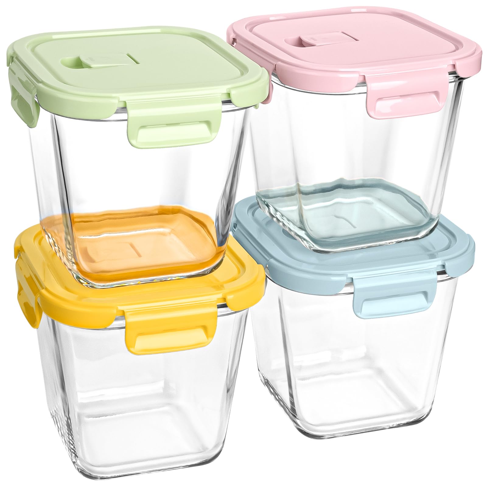 Glass Soup Containers with lids 4 Cup, 32 oz Glass Storage Containers, Tall Borosilicate Glass Food Storage Containers for Lunch