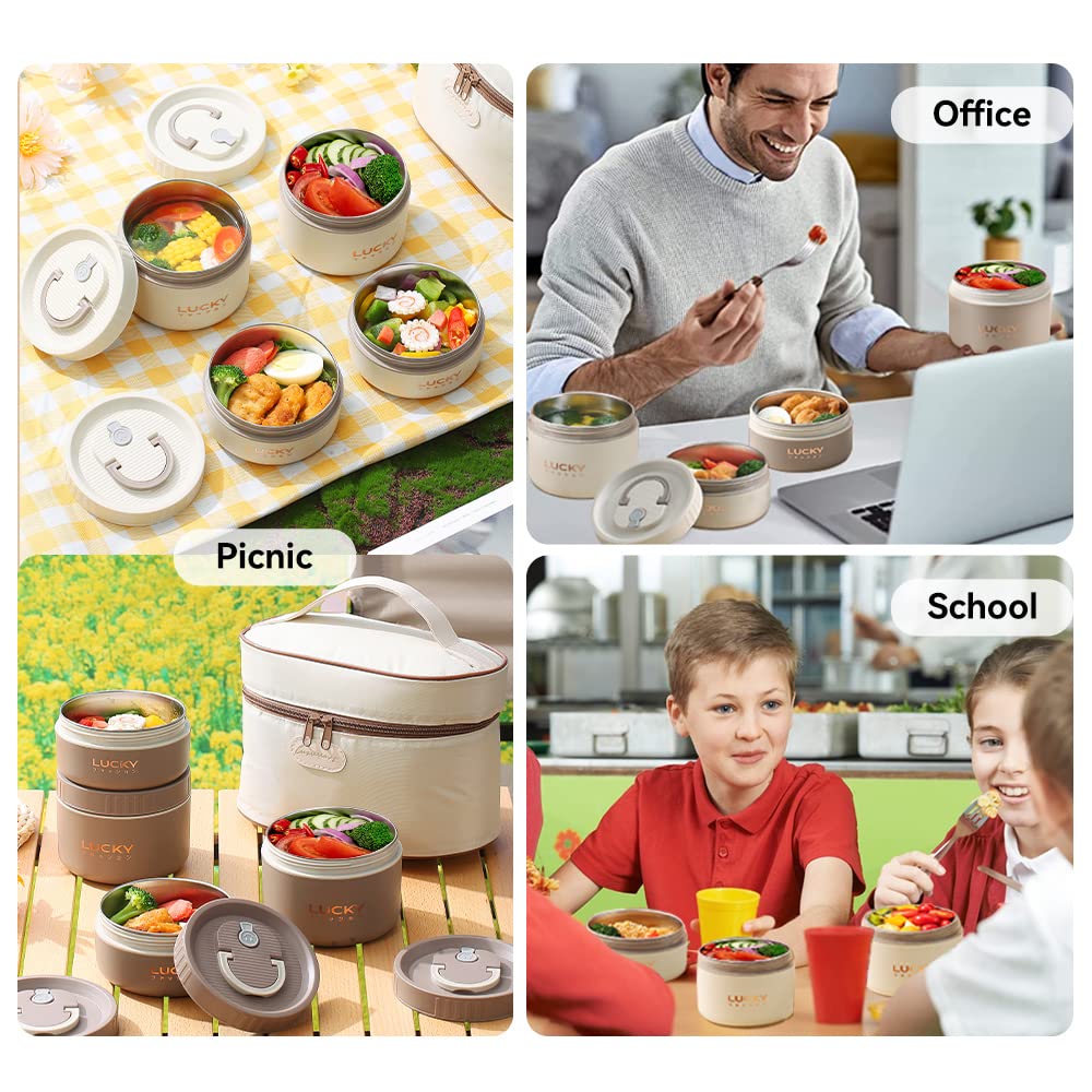 Ybobk Home Thermal Bento Box Aldult Lunch Box, Portable Insulated Lunch Container For Work Picnic, Keep Warm Stainless Steel Foo