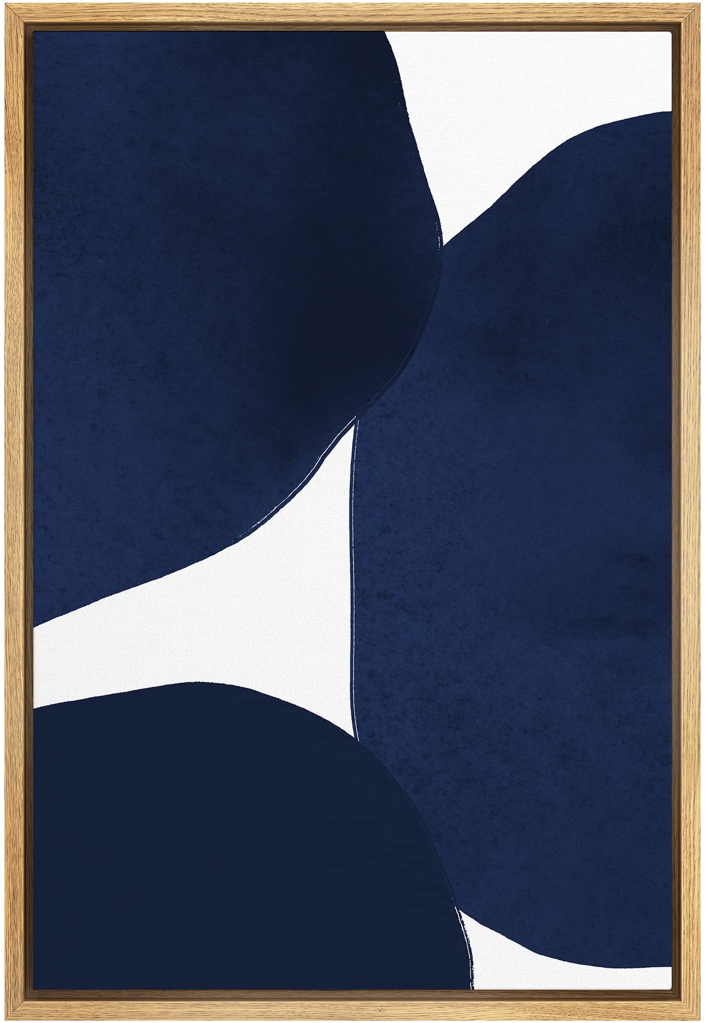 Signleader Framed Canvas Print Wall Art Geometric Pastel Navy Blue Vintage Circle Collage Abstract Shapes Illustrations Modern A