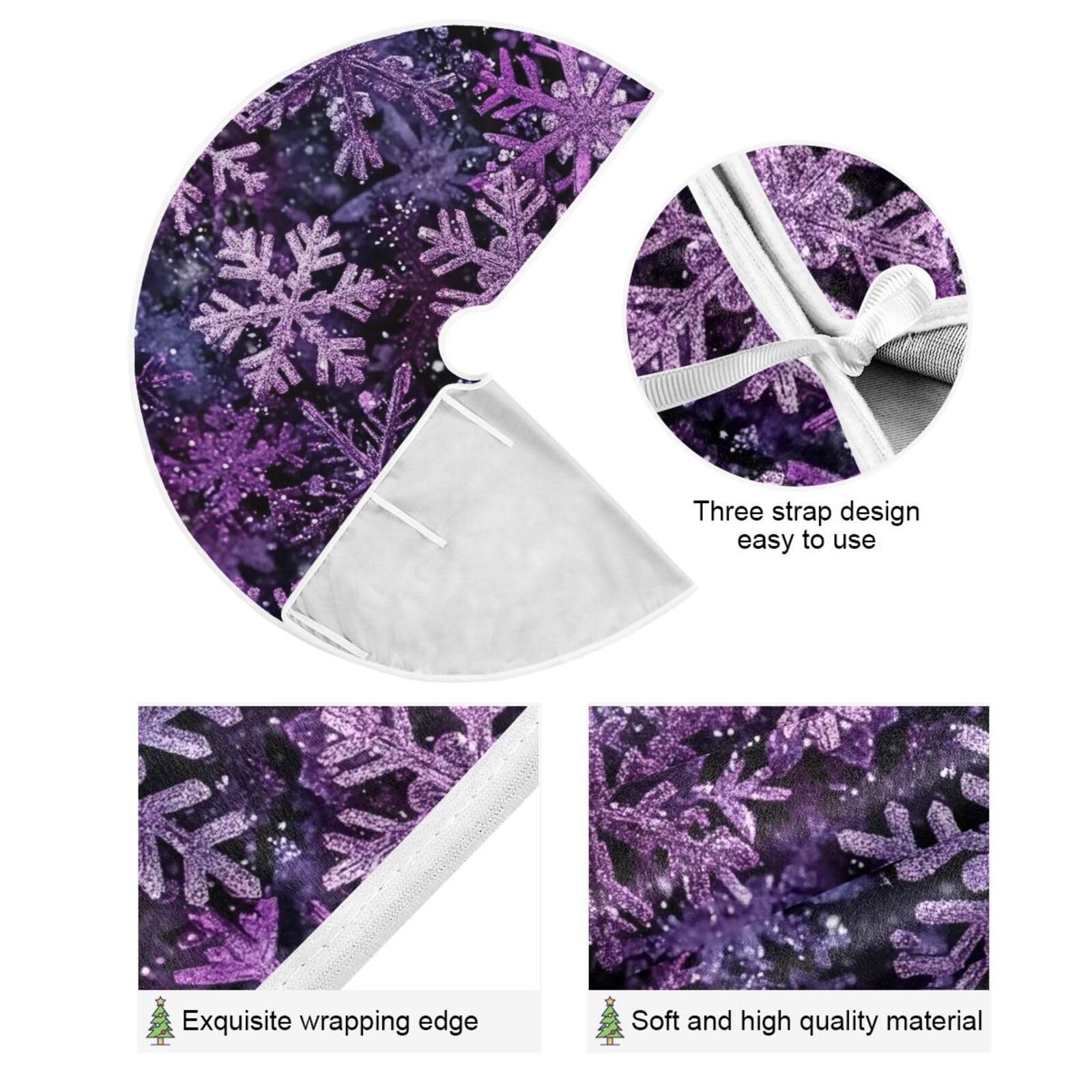 Vozoza Christmas Purple Snowflake Party Tree Skirt, Seasonal Tree Mat Holiday Party Supplies Ornaments Indoor Outdoor Decoration