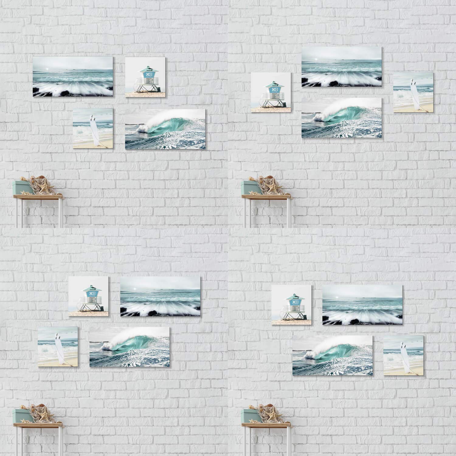 Artistic Path Beach Canvas Wall Art Print: Shoreline Guard & Surfboard Picture Graphic Art Painting For Wall Decor (Overall 36''