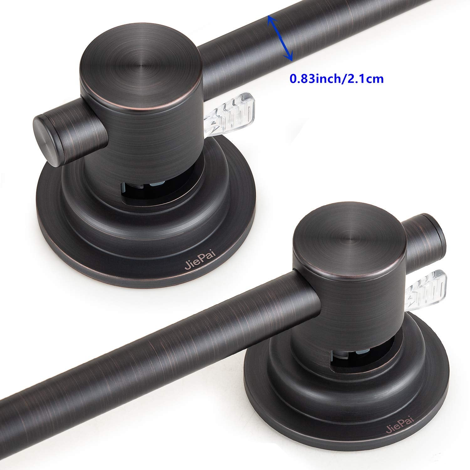 JiePai 24 inch Vacuum Suction Cup Towel Bar Removeable Shower Mat Rod Shower Door Adhesive Towel Bar Suction Towel Rack (Oil Rubbed Bronze  24inch)