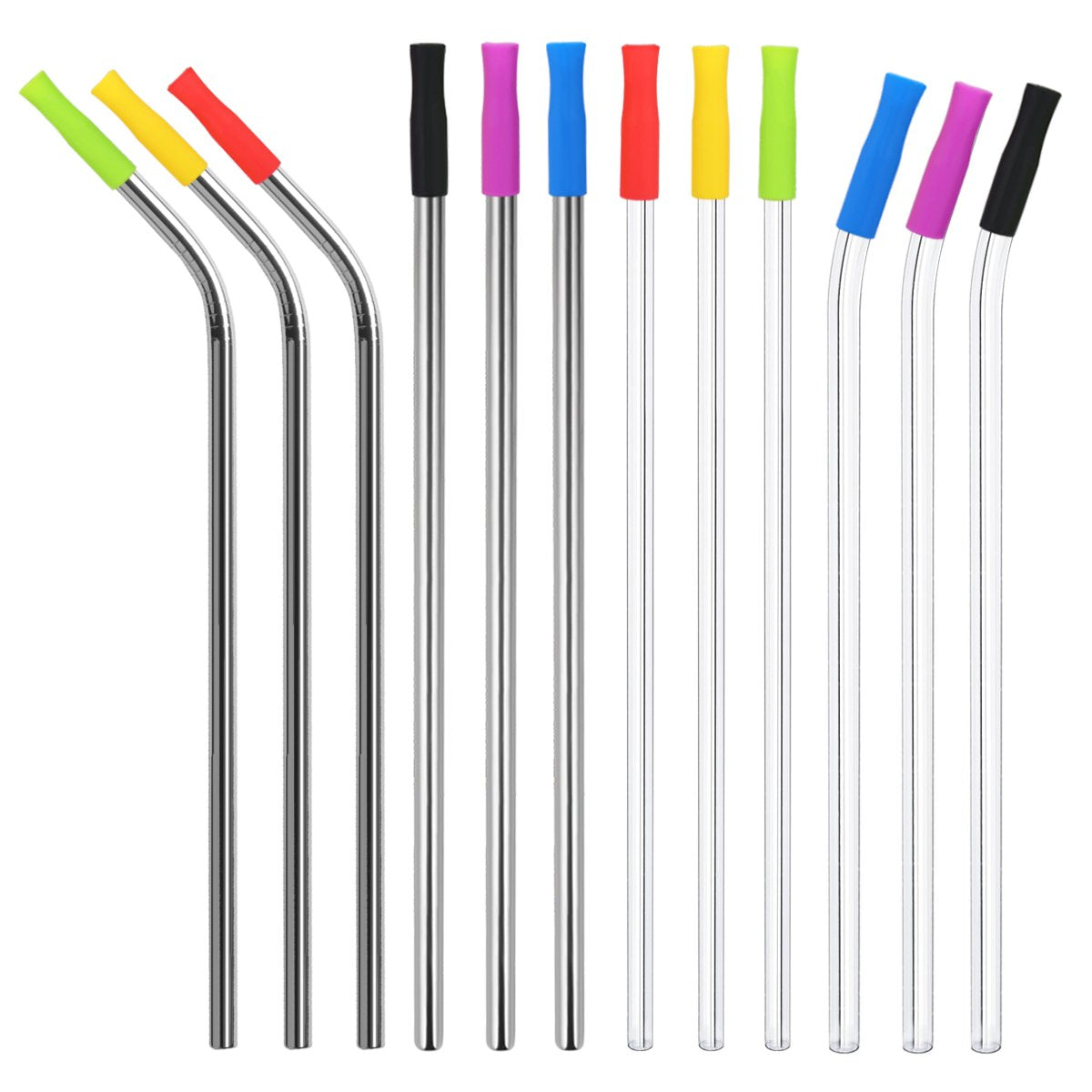 Silicone Straw Tips,Multicolored Food Grade Silicone Straw Tip Covers Fit For 8Mm Wide Stainless Steel Straws And Glass Straws