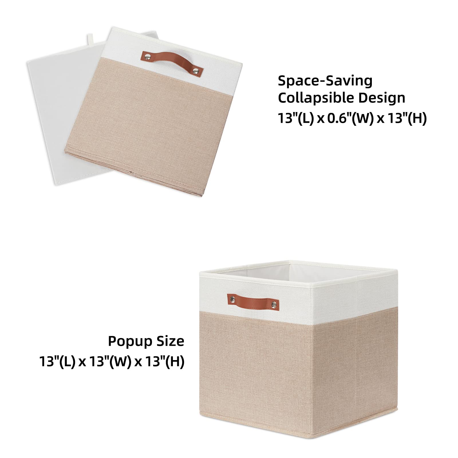 Hnzige Fabric Baskets For Organizing 13X13 Storage Cubes, Set Of 4 Fabric Foldable Canvas Storage Bins For Shelves, Cloth Storag