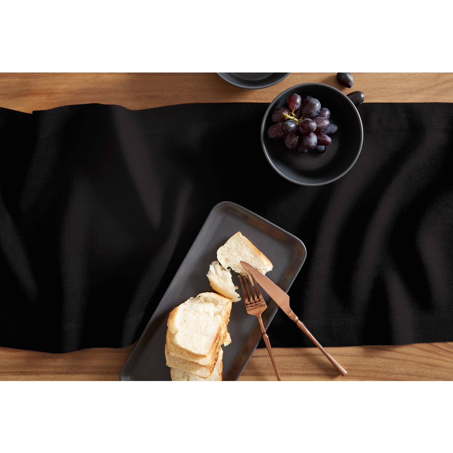 Solino Home Linen Black Table Runner 60 Inch - 100% Pure Linen Prewashed Short Table Runner 14 X 60 Inch Ideal For Dresser And C