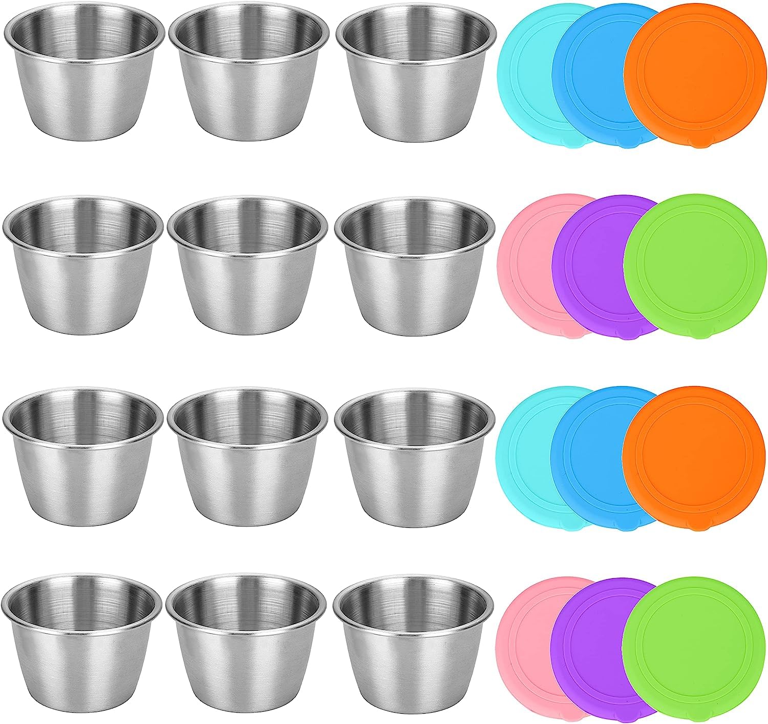 Bayrouth 12Pcs Reusable Salad Dressing Containers For Lunch Box,2.4Oz Small Condiment Containers With Lids,Stainless Steel Condi