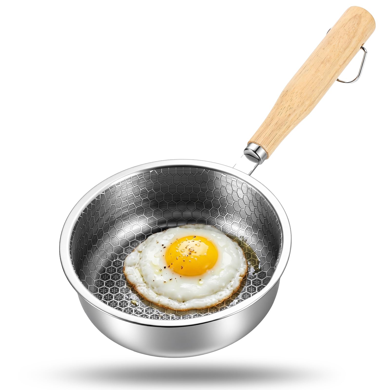 Fumusae Tri Ply Stainless Steel 5.5 Inch Omelet Pans Small Frying Pan Small Pans for Steak Milk Saucepan Cooktops 600? Durable C
