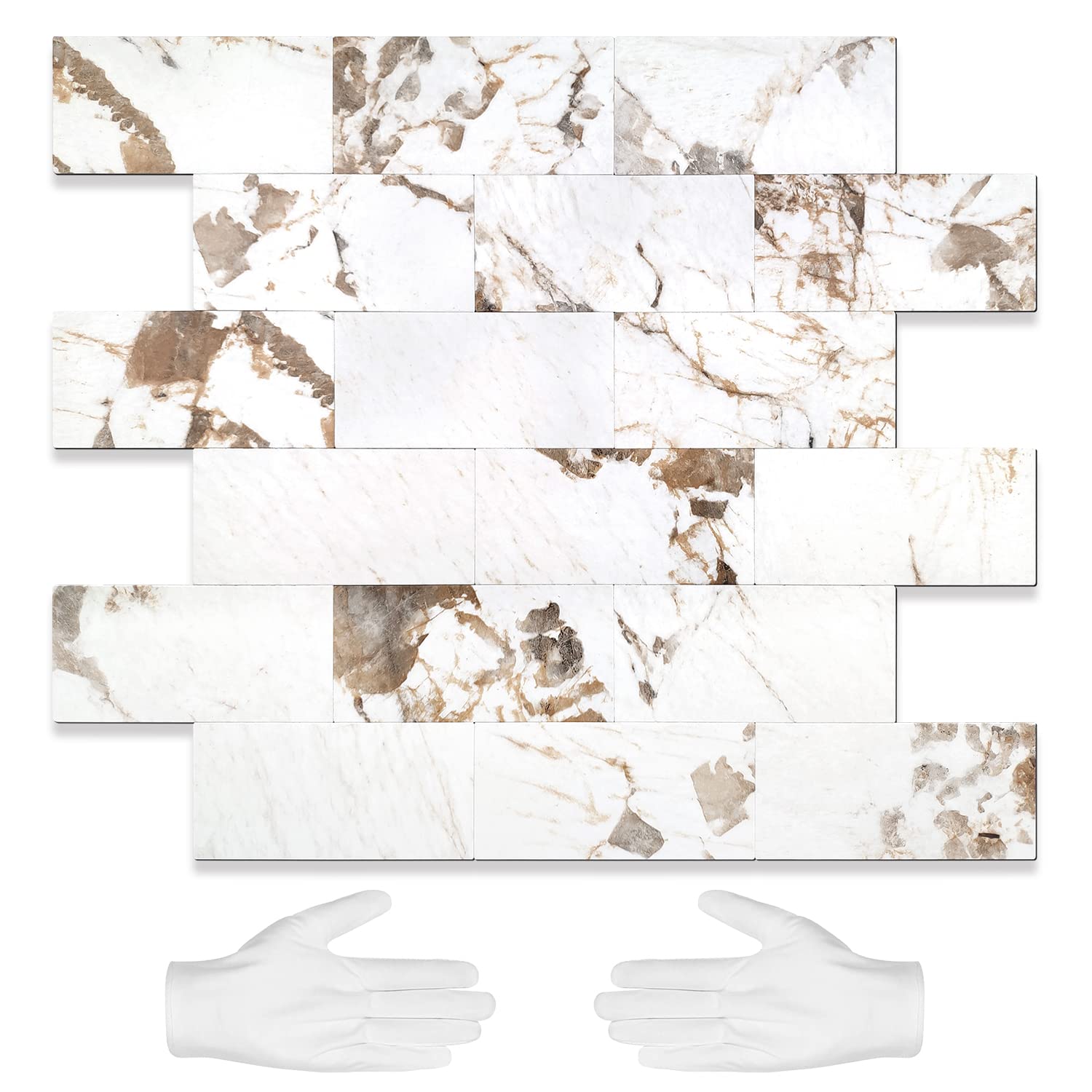 Stickgoo 10 Sheets Peel And Stick Backsplash, Aluminum Composite 3D Wall Panel, Belgium White Subway Tile Stickers For Kitchen A