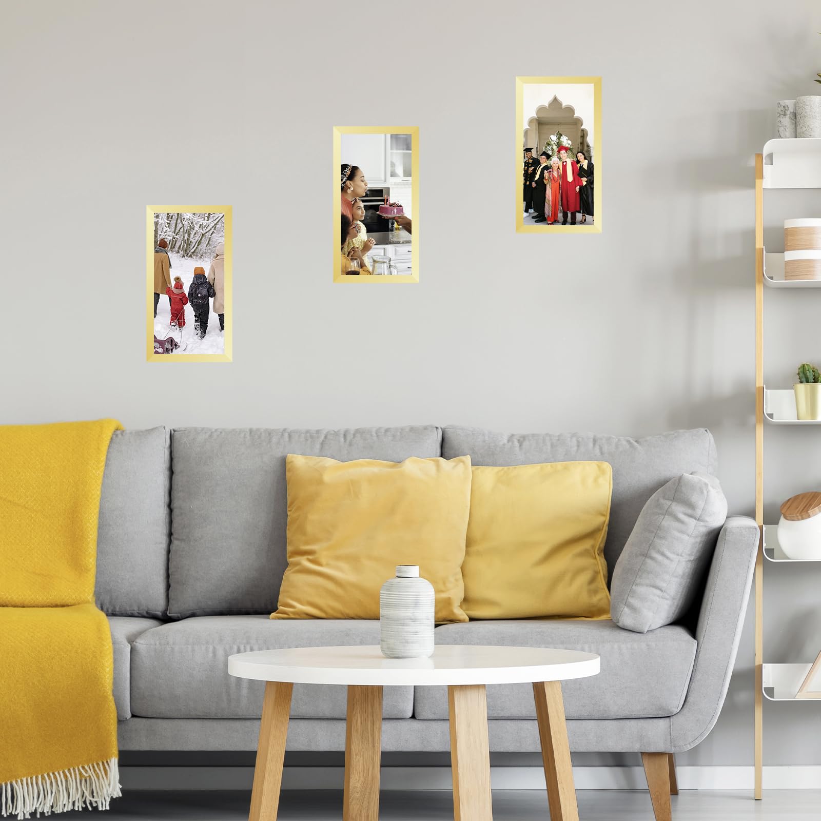 JCJMY 5x9 Picture Frame Gold for Wall Hanging or Tabletop, Wall Mounting Horizontally or Vertically, 5 x 9 Wall Gallery Poster P