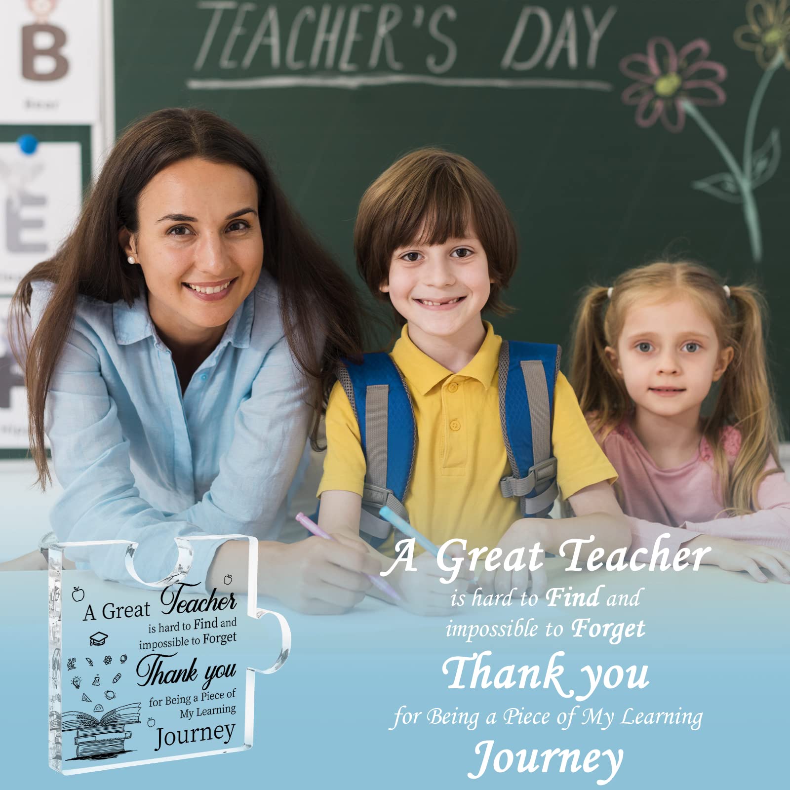 Happy Teachers Day Gift for Women Men, Gift for Teacher Puzzle-Shaped Acrylic Plaque Teachers Present, Male Gift Female Plaque G
