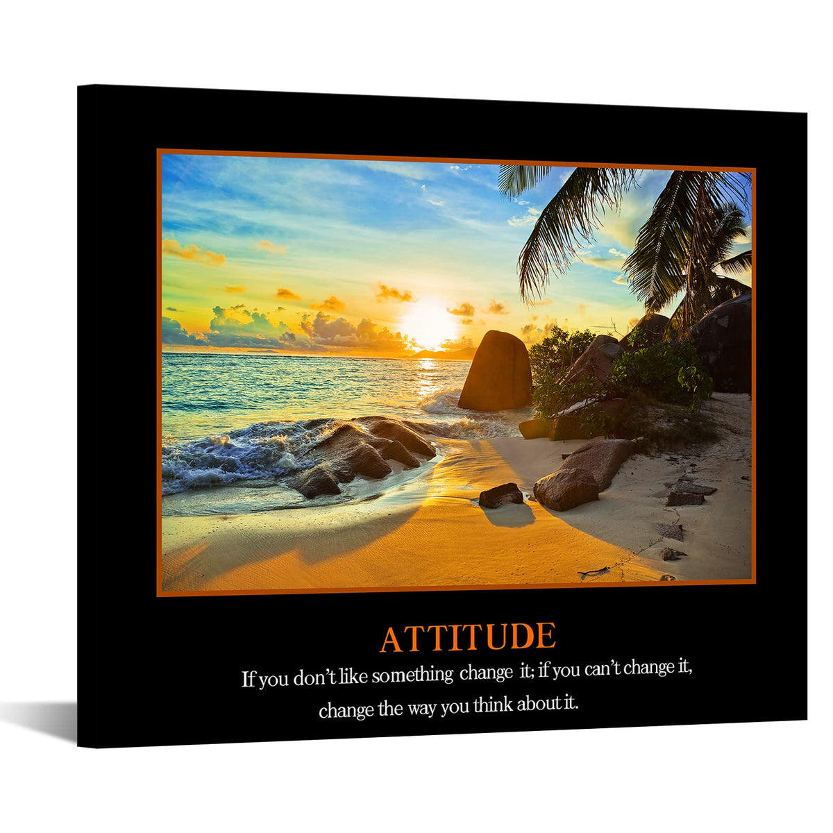 Kreative Arts Motivational Self Positive Office Quotes Inspirational Attitude Poster Beach Sunset Seascape Picture Canvas Prints
