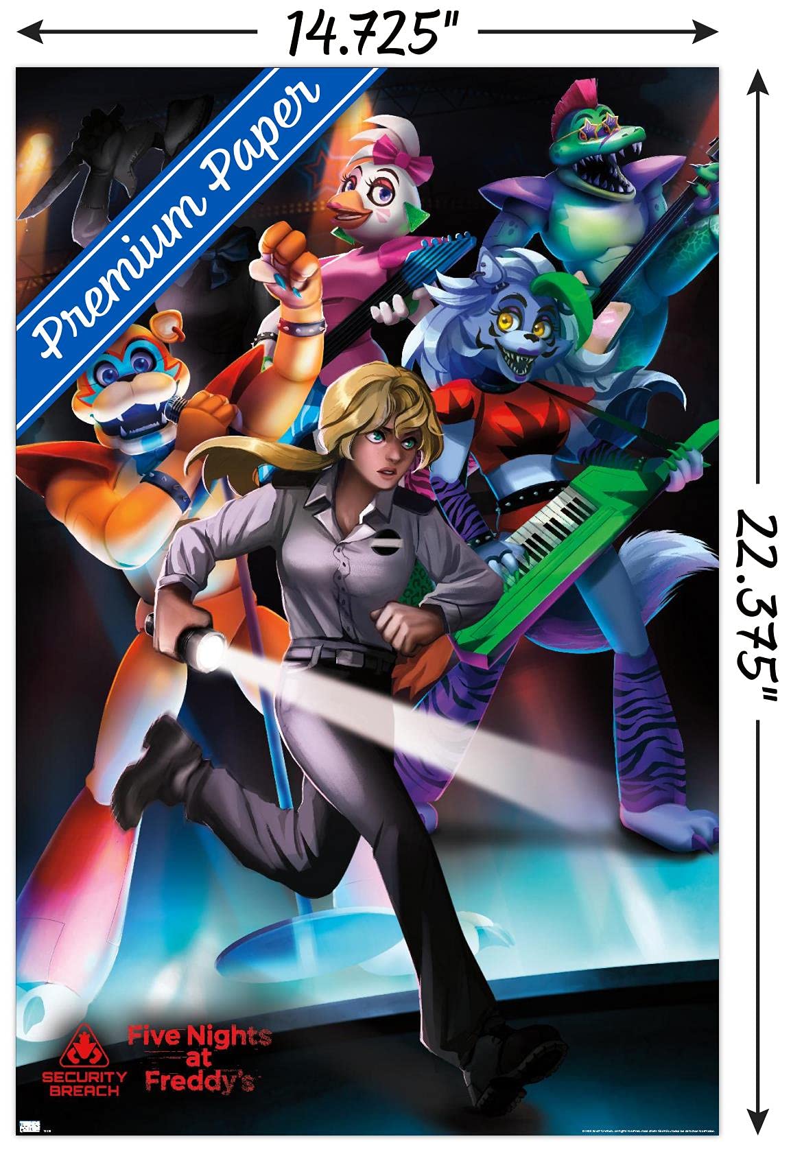 Trends International Five Nights At Freddy'S: Security Breach - Group Wall Poster, 14.725'' X 22.375'', Premium Unframed Version