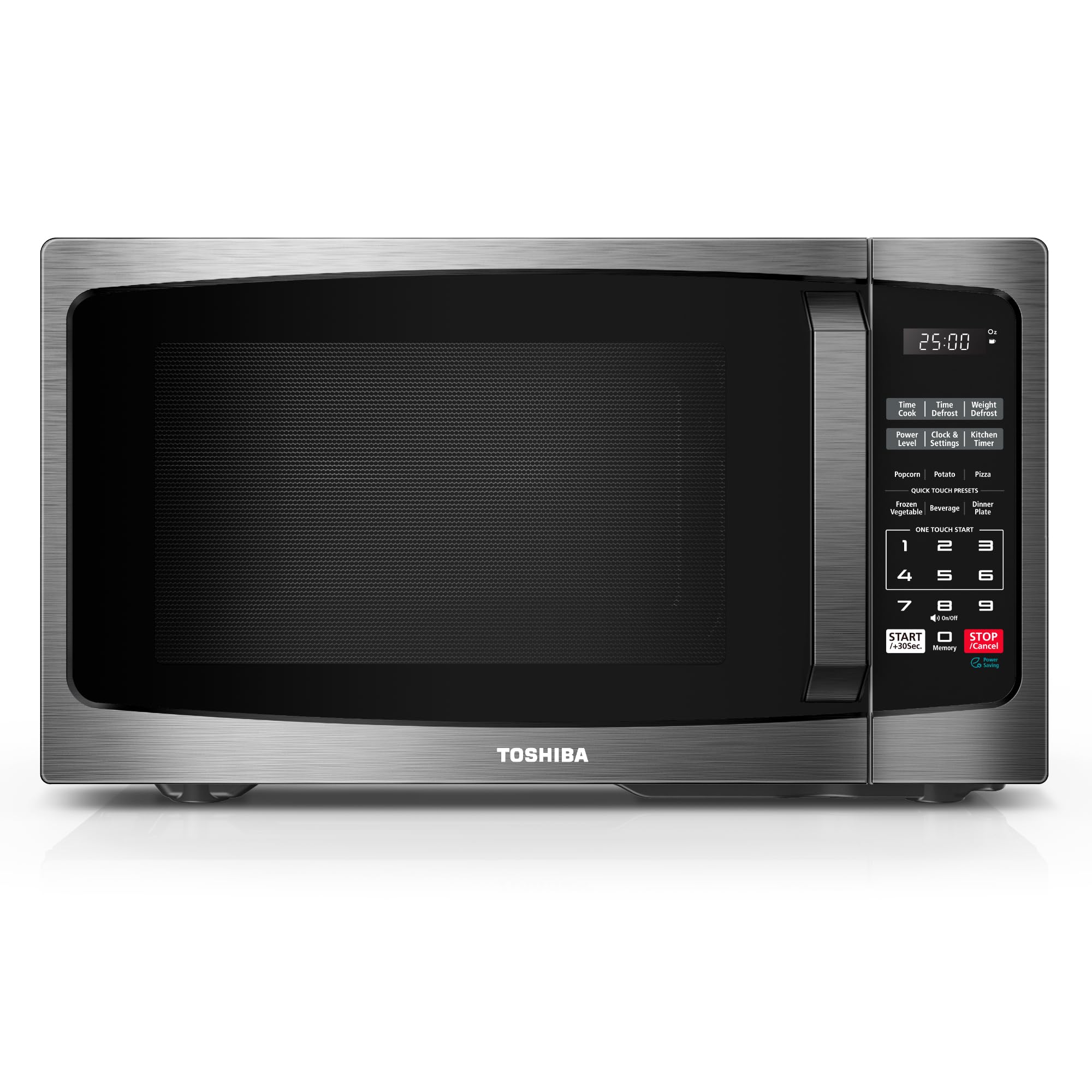TOSHIBA ML-EM09PA(BS) Small Microwave Oven with 6 Auto Menus, Mute Function & Child Lock, LED Lighting, Perfect for Apartment, 0