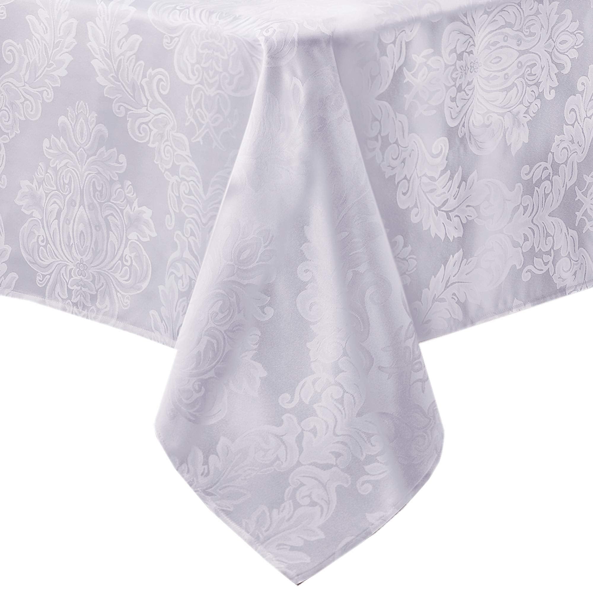 Newbridge Barcelona Luxury Damask Fabric Tablecloth, 100% Polyester, No Iron, Soil Resistant Dining Room, Party And Banquet Tabl