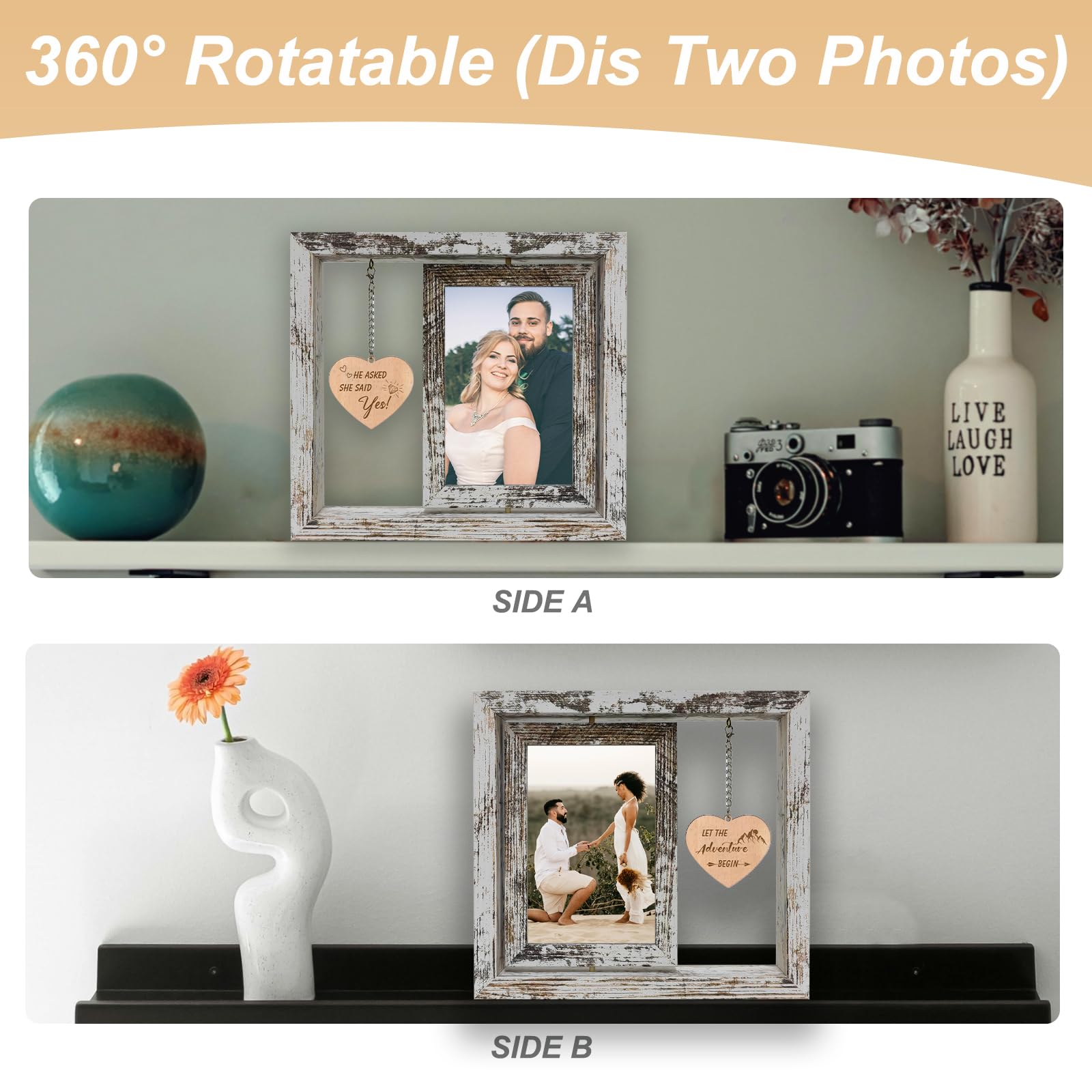 soruney Let the Adventure Begin - He Asked She Said Yes Picture Frame Engagement Gifts for Couples Newly Engaged Gifts Fiance Wo