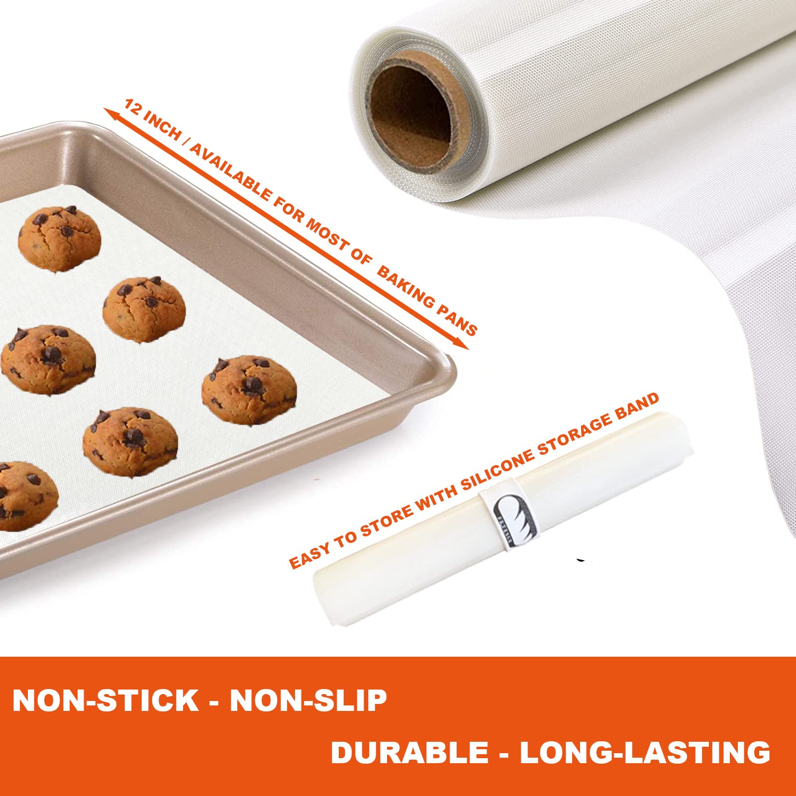 Silicone Baking Mat Roll, Cut To Size Silicone Mat, Non-Slip Silicone Pastry Mat, Non-Stick Reusable Air Fryer Liner, Counter Ma