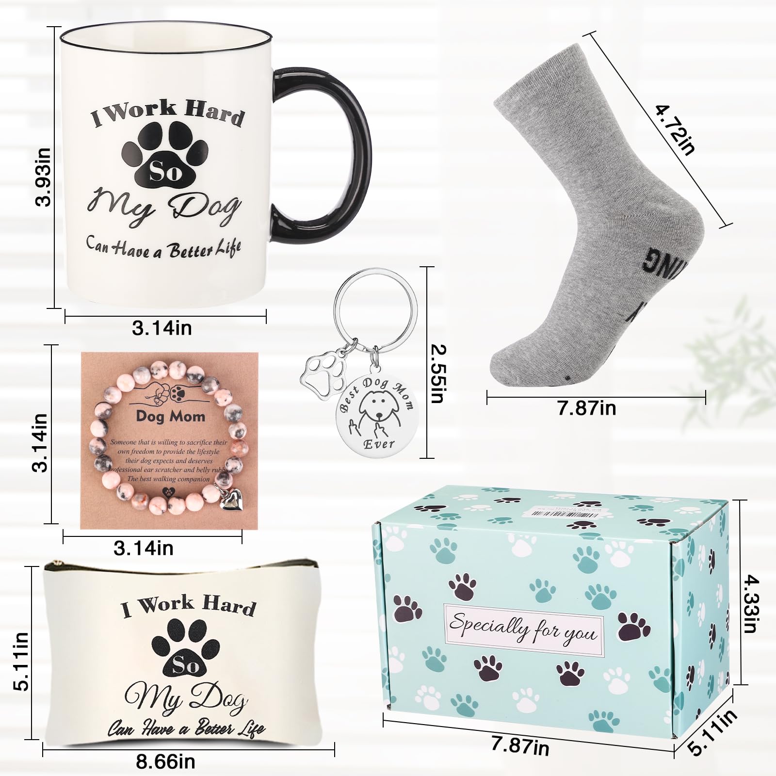 Dog Mom Gifts For Women,Funny Dog Mom Mugs Bracelets For Dog Lovers,Dog Themed Gift Basket,Dog Mom Mothers Day Birthday Gifts Fo