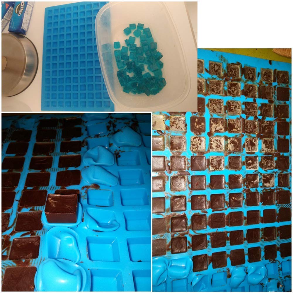 Palksky Silicone Molds For Candy Chocolate Gummy Baking, (3 Pcs) 126 Cavity Mini Square Mold For Ice Cube Pralines Caramels