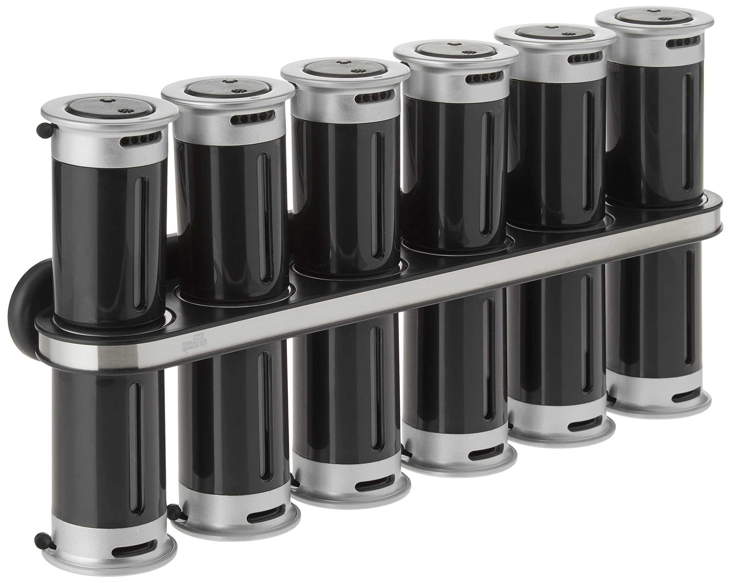 Zevro Kch06101 Zero Gravity WallMount Magnetic Spice Rack, Black/Silver  Set Of 12