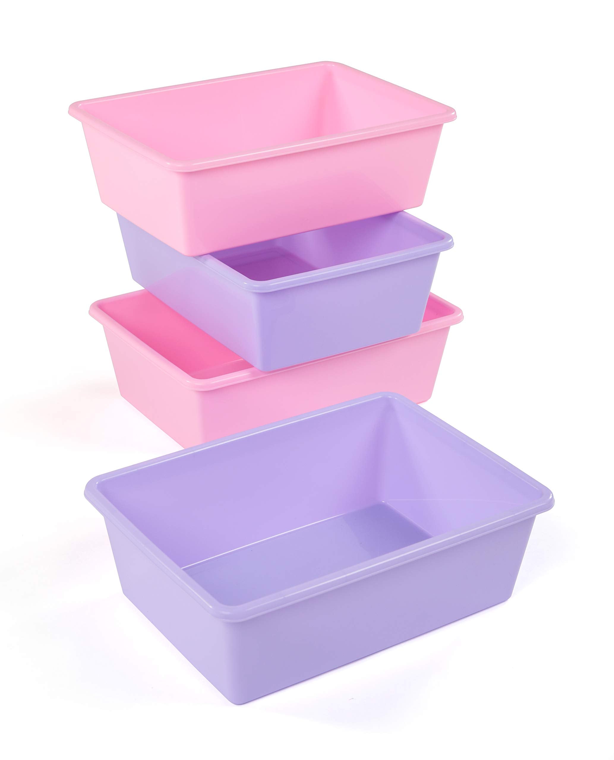 Humble Crew Xl081 Large Plastic Storage Bins, Set Of 4 (Pink, Purple), Pink & Purple