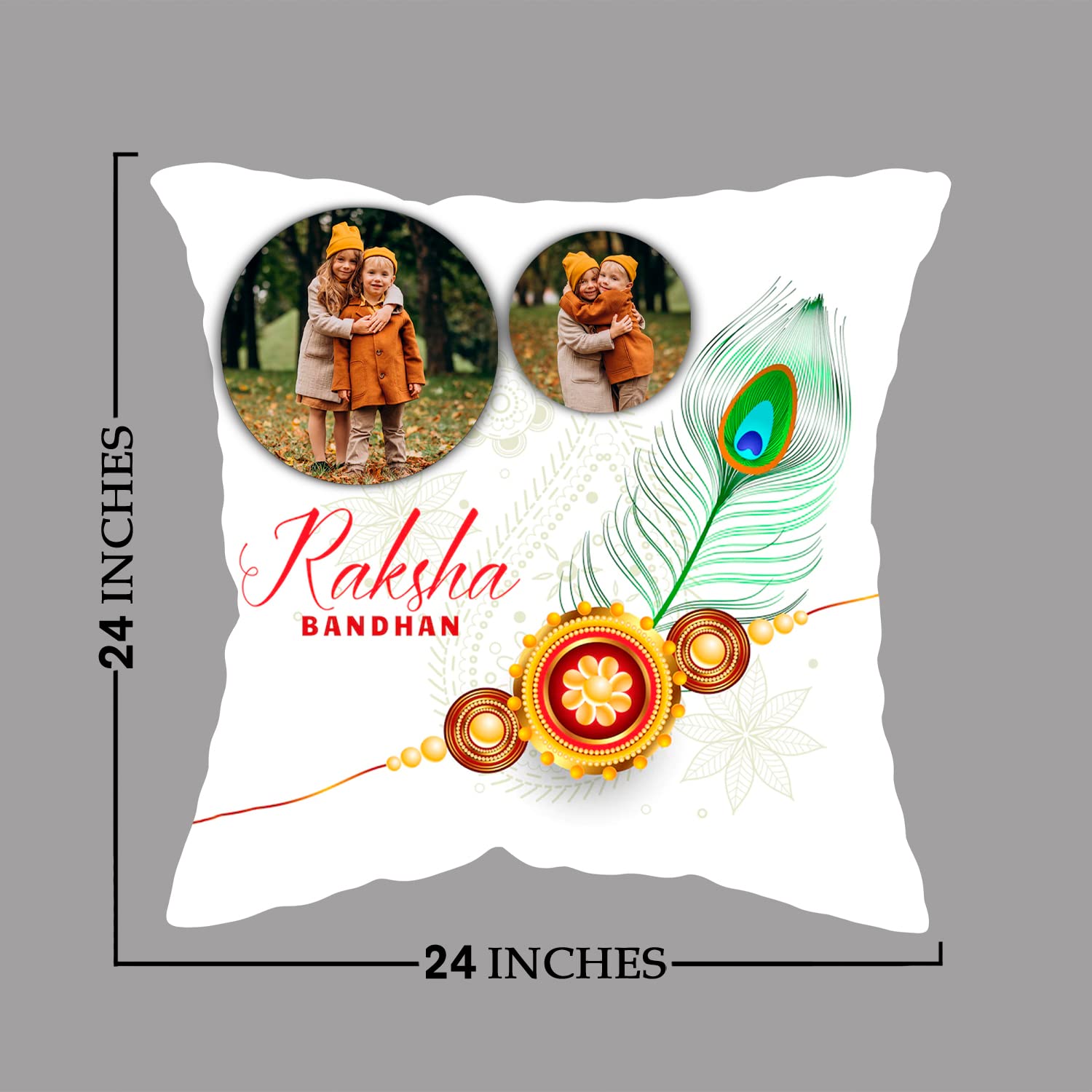 GiftoKing Customized Cushion for Rakhi Gift, Best Gift for Rakshabandhan, Multicolour (Pattern 10, 24X24)
