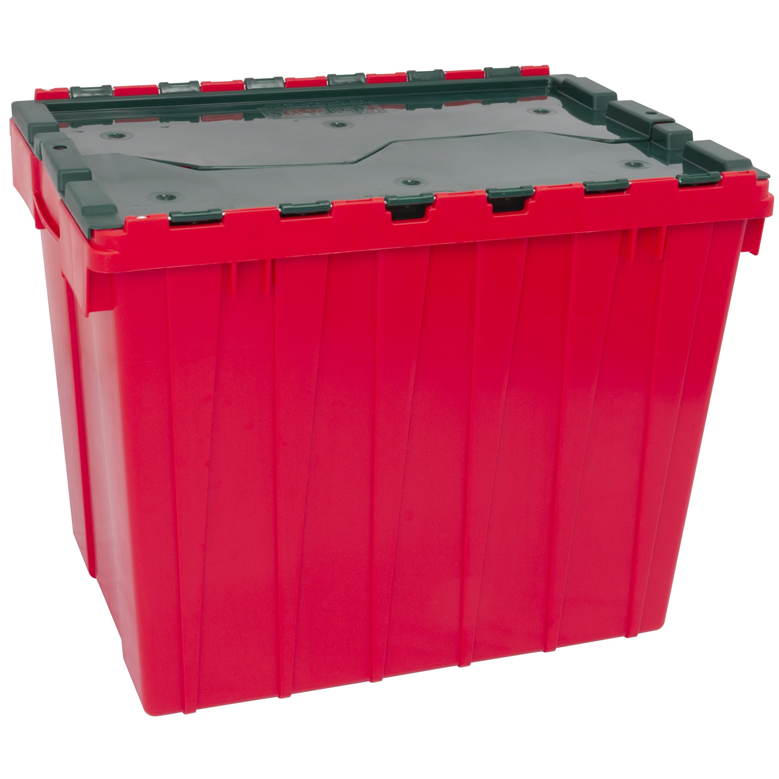 Akro-Mils 66497Rdgrn 18 Gallon Plastic Stackable Storage Keepbox Tote Container With Hinged Attached Lid, 21-Inch L X 15-Inch W