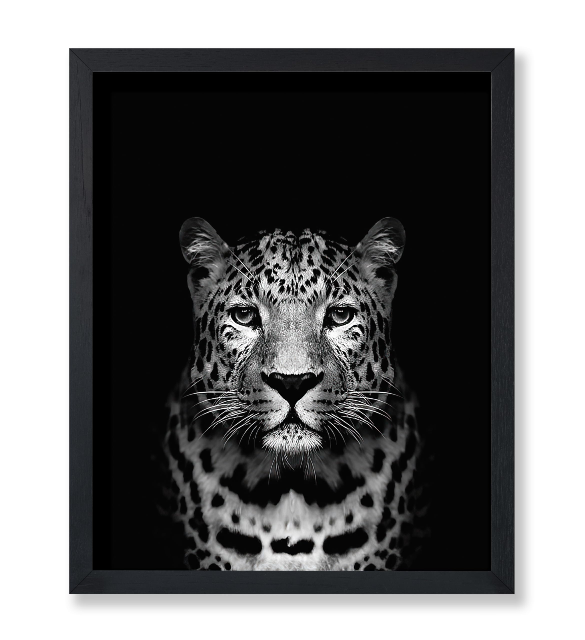 Poster Master Vintage Photograph Poster - Retro Animal Print - Leopard, Minimalist, Fierce, Black & White, Simple - 8x10 UNFRAME