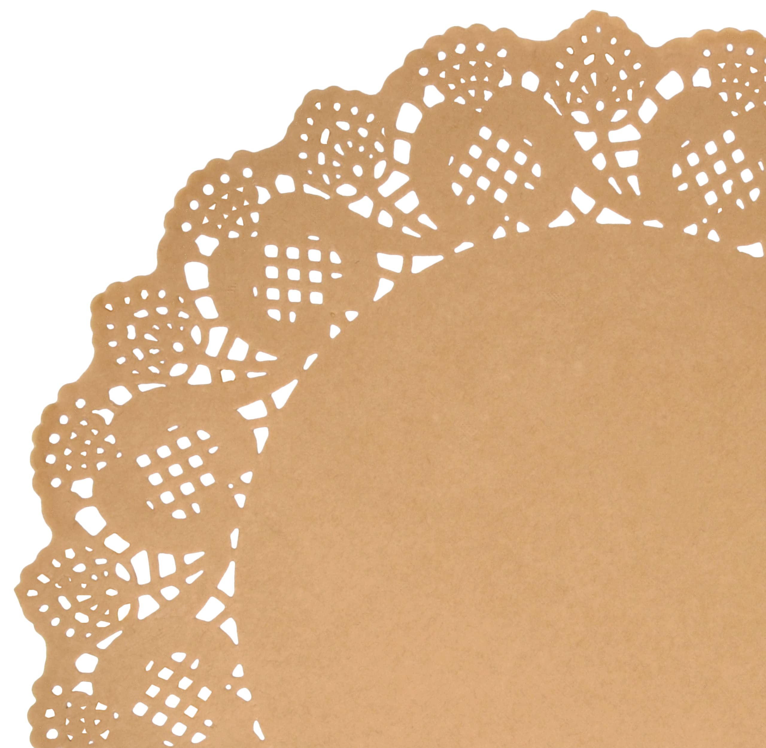 Gift Boutique 300 Pack Rustic Round Paper Place Mats 12 '' Disposable Light Brown Kraft Doilies Lace Scallop Doily For Cakes Des