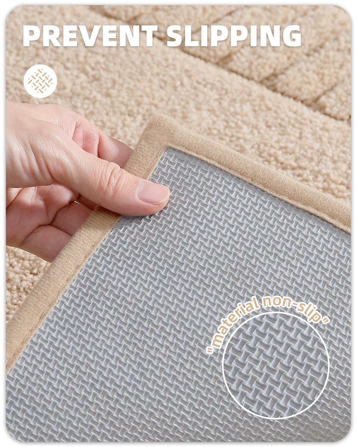 Color&Geometry Long Beige Bathroom Runner Rug- 24''X43'' Absorbent Bath Rugs Non Slip Washable, Soft Bath Mats For Bathroom Floo