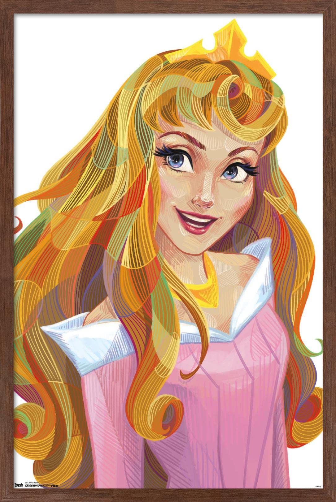 Trends International Disney Sleeping Beauty - Aurora - Stylized Wall Poster, 14.725'' X 22.375'', Mahogany Framed Version