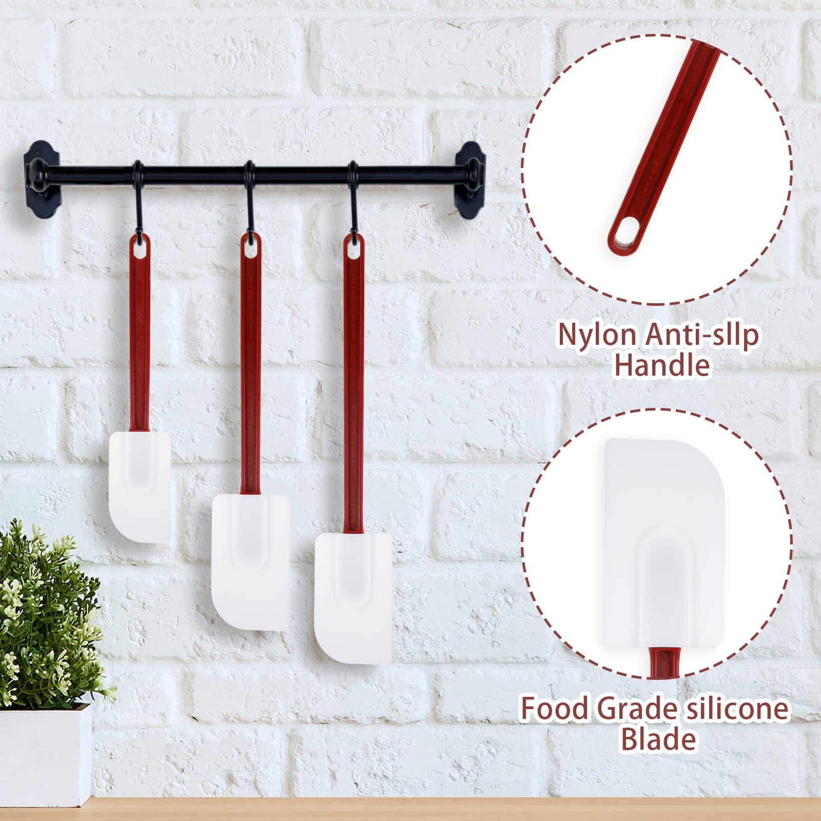 Set Of 3 Commercial Silicone Spatulas For Cooking High Heat Resistant Silicone Scraper Commercial Baking Spatula For Kitchen Coo
