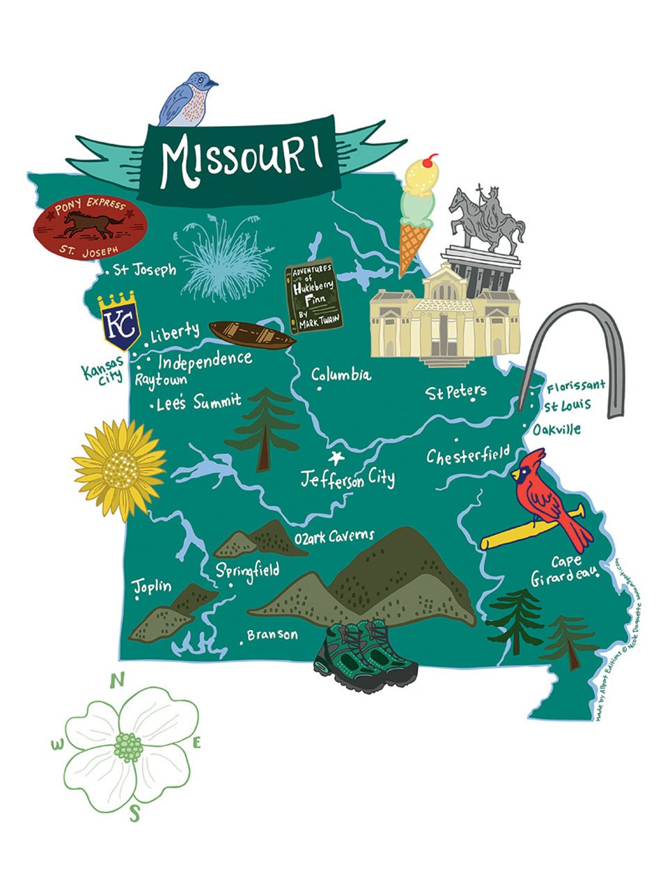 Allport Editions Hello : Missouri Kitchen Towel - 100% Cotton Kitchen Dish Towel