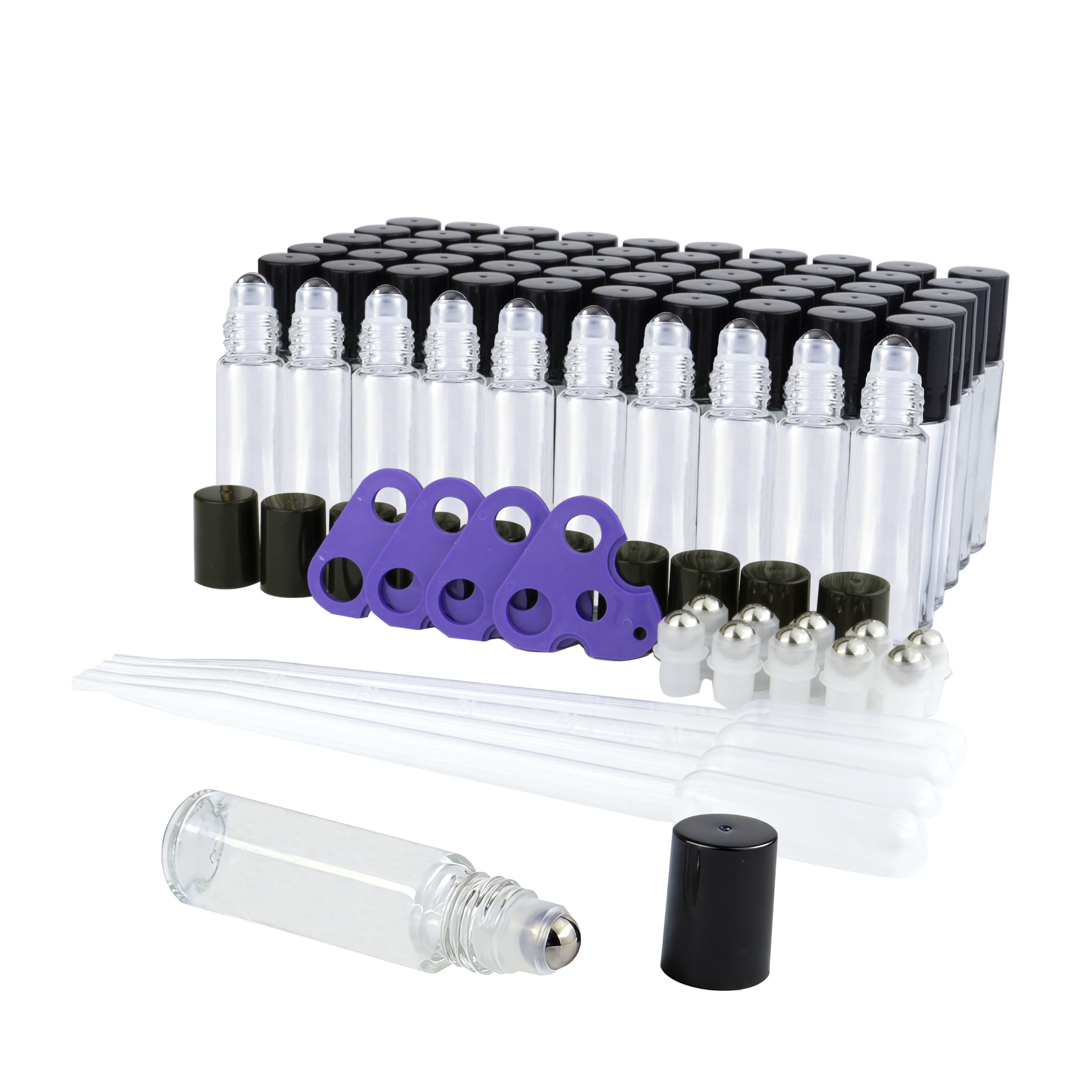 Ainiktozoon 10ml Glass Roller Bottles for Essential Oils Perfume,60 Pack Empty Roll On Bottles With Stainless Steel Ball,Clear R