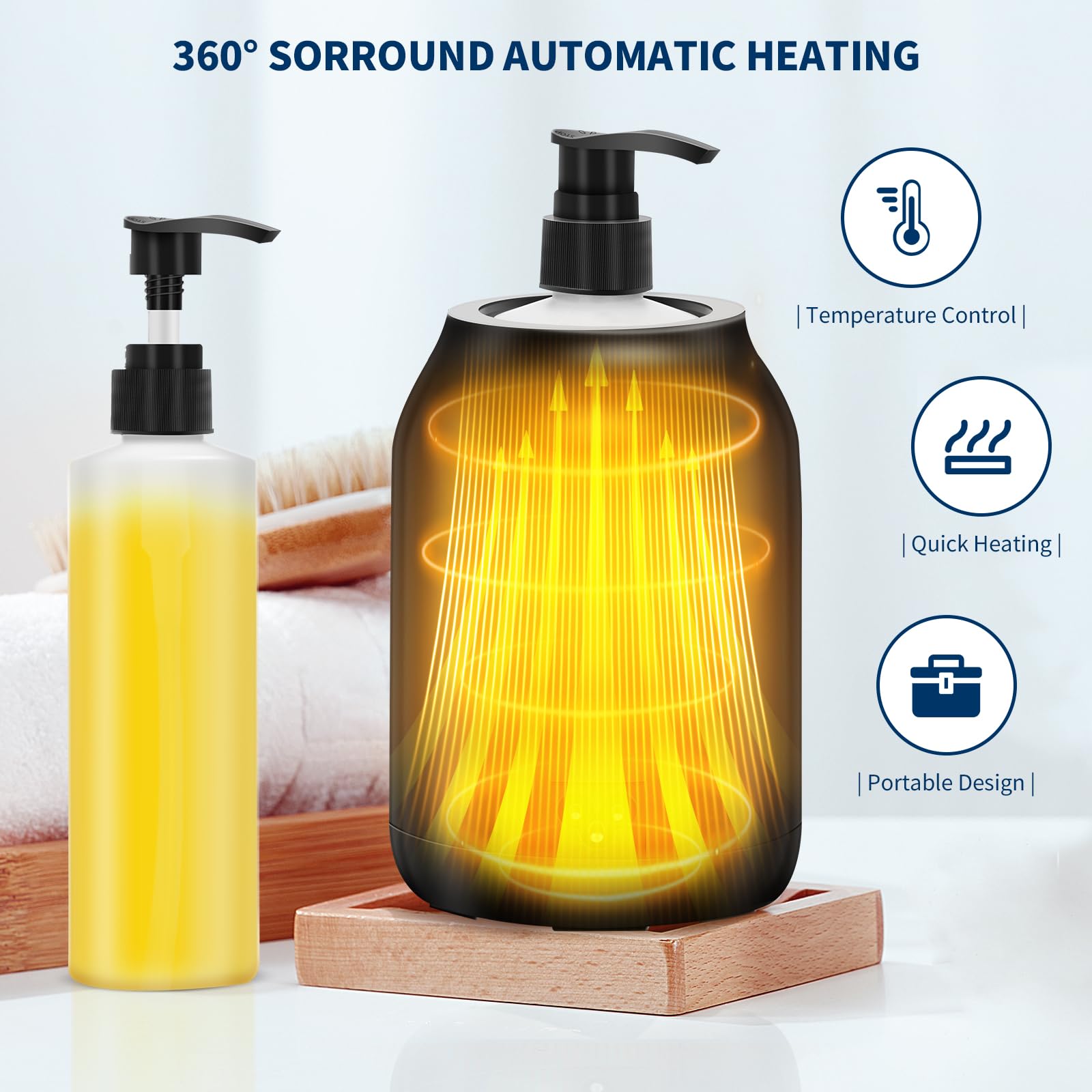 Yofuly Massage Oil Warmer - Electric Heater with 2 Bottles, Portable Lotion Dispenser, Black, Model 308860-CA23, ABS Material