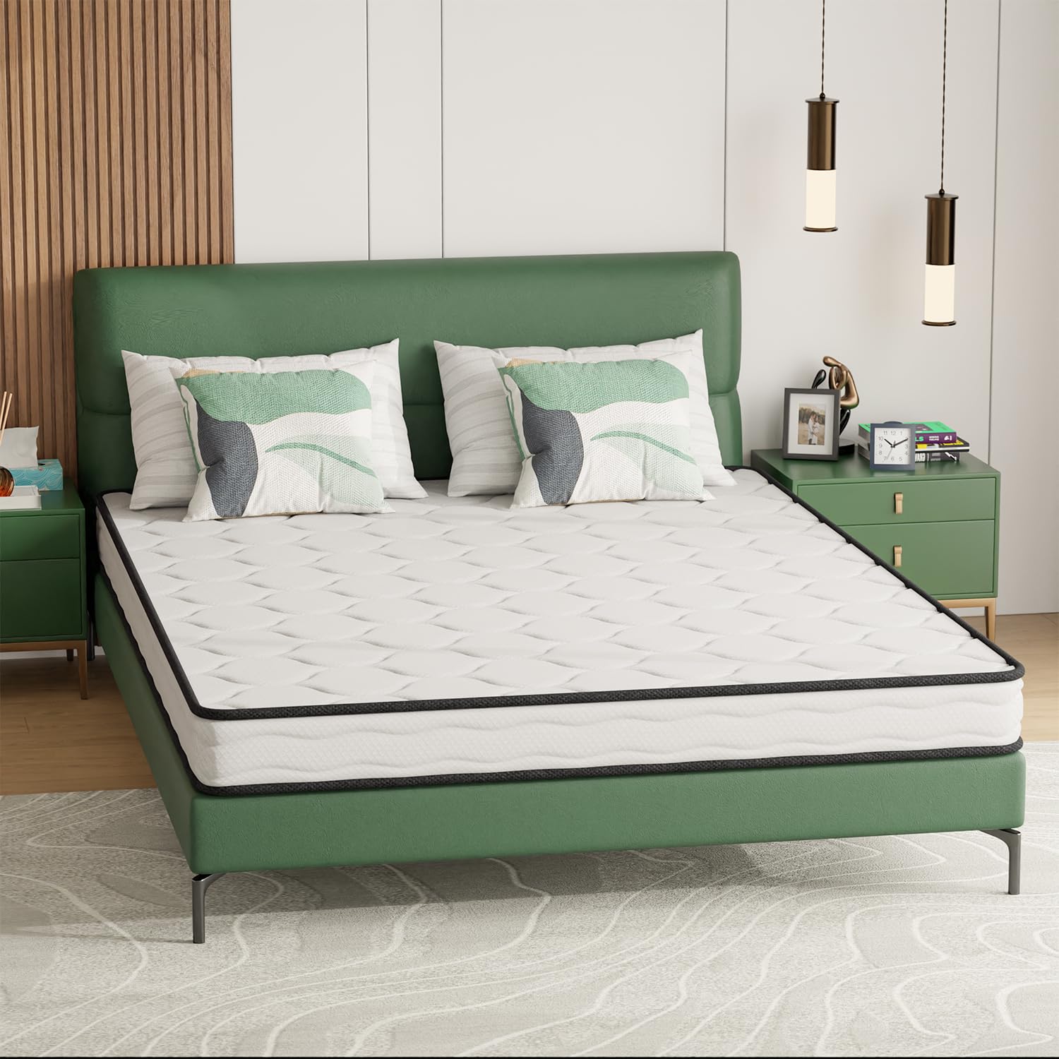 Paylesshere 6 Inch Hybrid Mattress With Innerspring And Foam/Fiberglass Free/Medium Firm Spring Mattress/Queen Size Mattress In