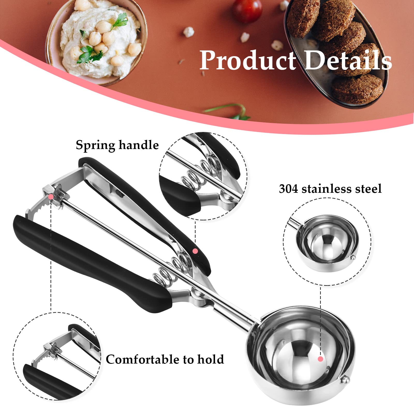 4 Pcs Cookie Scoop Set Include 1 Tbsp 2 Tbsp 3 Tbsp 4 Tbsp Ice Cream Scooper Stainless Steel Cookie Scooper With Trigger Release