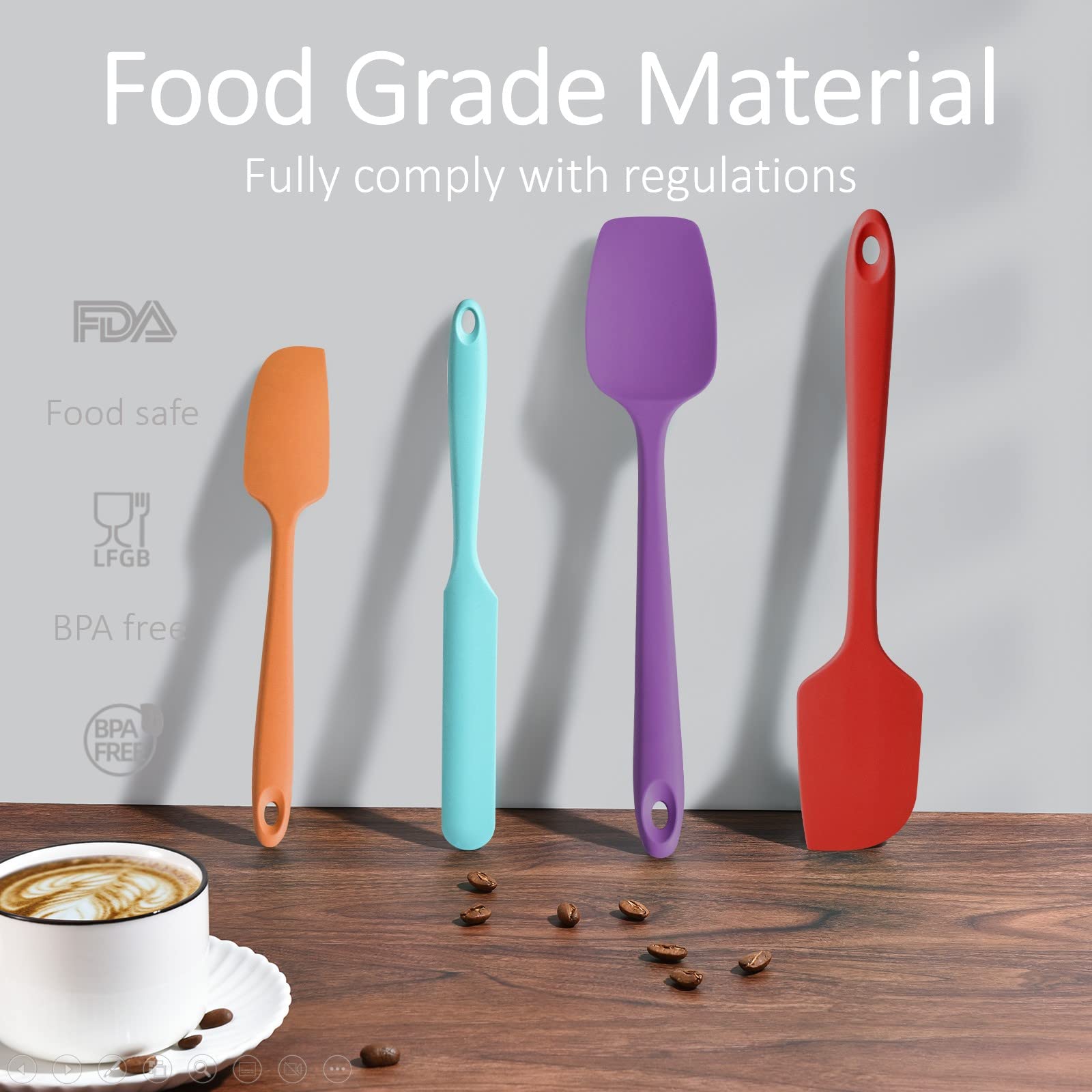 Mt&J Silicone Spatula Set For Baking And Cooking, 4-Piece (Multi-Color)