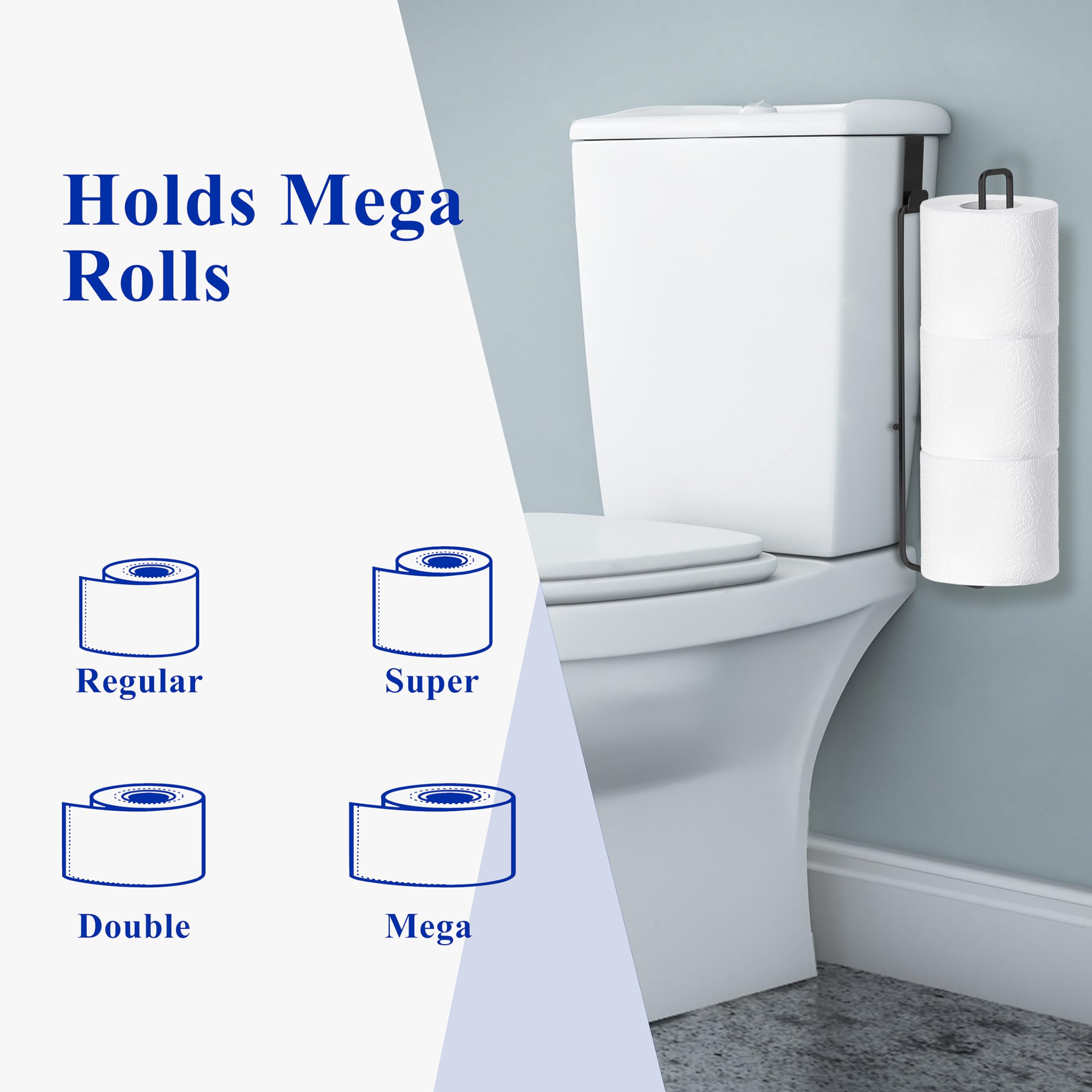 Black Toilet Paper Holder, Bathroom Toilet Paper Roll Holder With Reserve, Over The Tank Toilet Paper Holder With Storage, Bathr