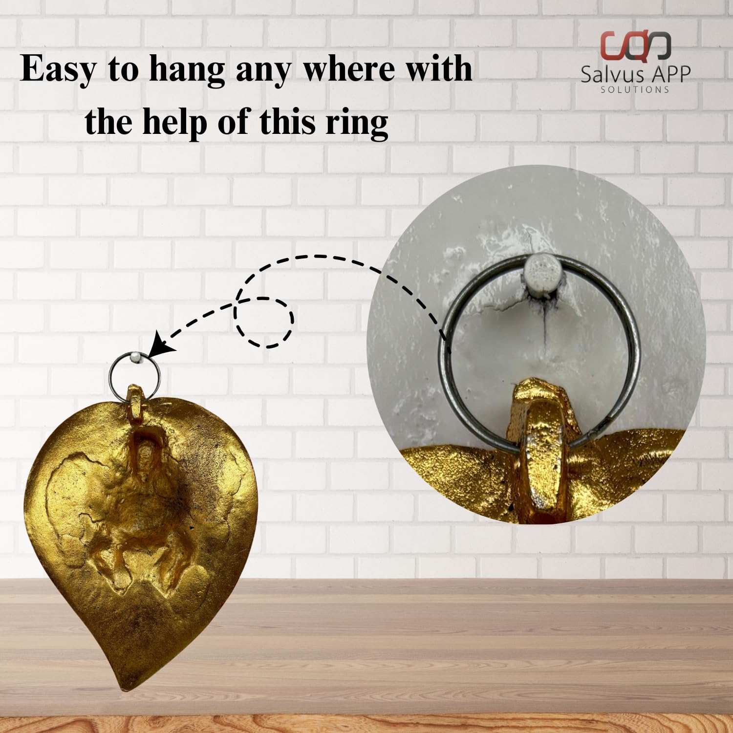 Salvus APP SOLUTIONS Metal Ganesha Wall Hanging  Decorative Lord Ganesh Idol on Leaf Background for Home & Office Decor, Spiritu