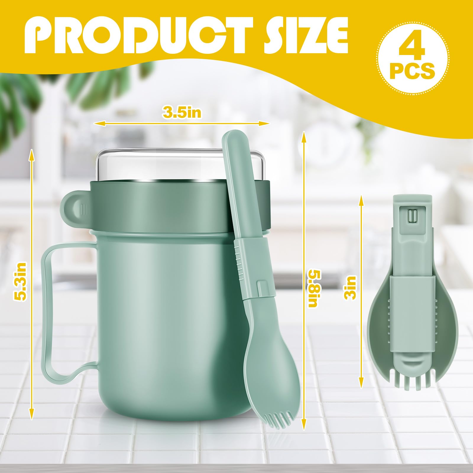 Mifoci 4 Pcs Microwave Soup Mug With Lid Soup Containers And Handle Cereal Cup With Cover Food Flasks Food Jar Container For Bre