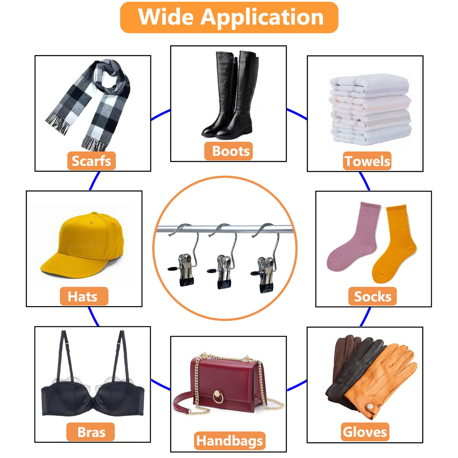 Boot Hangers For Closet, 100 Pack Hanging Clips Hook Clothes Pins For Laundry, Hanger Clips Towel Clips Boot Organizer For Home