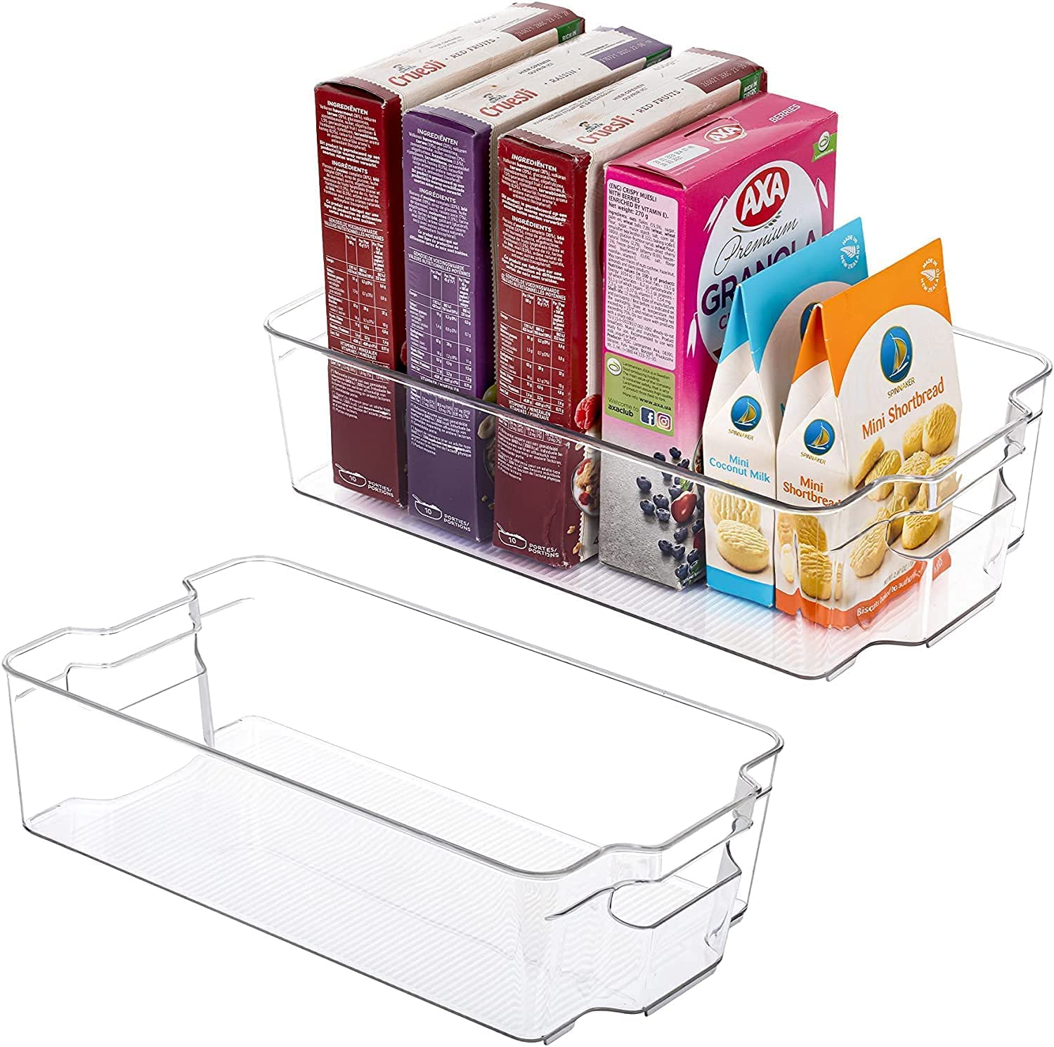 Hollio Clear Plastic Pantry Organizer Bins Set,Food Storage Bins With Handle For Refrigerator,Fridge,Cabinet,Kitchen,Countertops